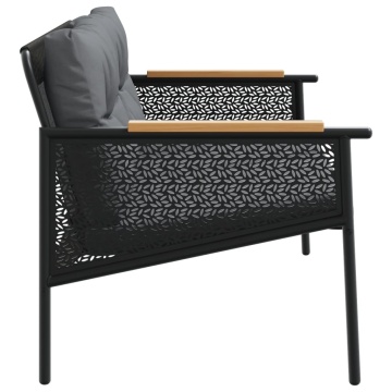 Bancă de grădină cu perne, negru, 116 cm, oțel - Img 5