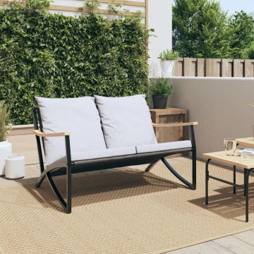 Bancă de grădină cu perne, negru, 120 cm, oțel - Img 3