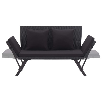 Bancă de grădină cu perne, negru, 176 cm, poliratan - Img 8