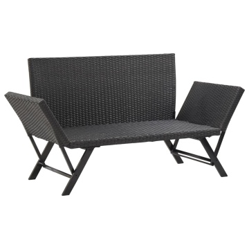 Bancă de grădină cu perne, negru, 176 cm, poliratan - Img 9