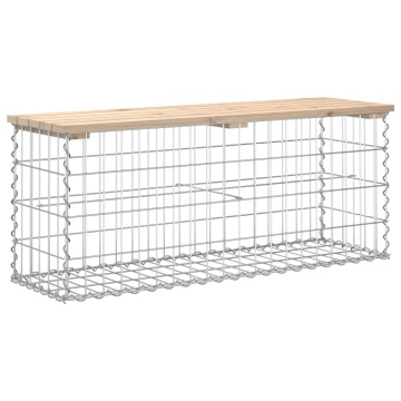 Bancă de grădină, design gabion, 103x31,5x42 cm, lemn masiv pin - Img 8