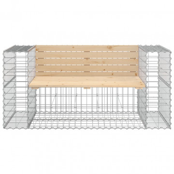 Bancă de grădină, design gabion, 143x71x65,5cm, lemn masiv pin - Img 3