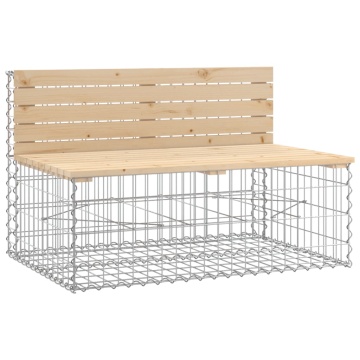 Bancă de grădină, design gabion, 347x71x65,5cm, lemn masiv pin - Img 8