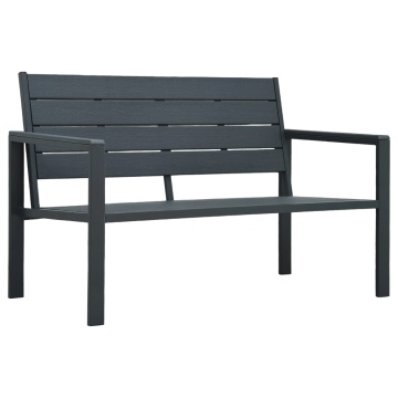 Bancă de grădină, gri, 120 cm, HDPE, aspect de lemn - Img 1