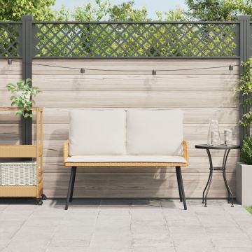 Bancă de grădină Natural 114x64x78 cm din poliratan - Img 3