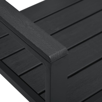 Bancă de grădină, negru, 120 cm, aspect de lemn, HDPE - Img 6