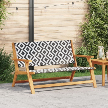 Bancă de grădină Negru și Alb 122x76x73,5 cm Lemn solid de acacia - Img 1