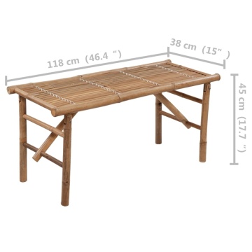 Bancă de grădină pliabilă cu pernă, 118 cm, bambus - Img 7
