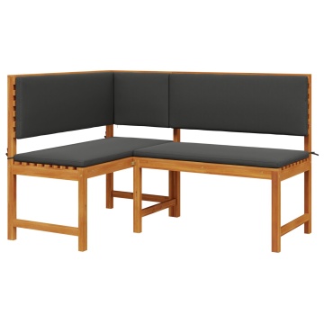 bancă de grădină , unghiulară, cu perne 140x100x91 cm, din lemn masiv de acacia - Img 2