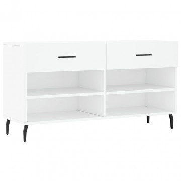 Bancă de pantofi, alb, 102x35x55 cm, lemn prelucrat - Img 2