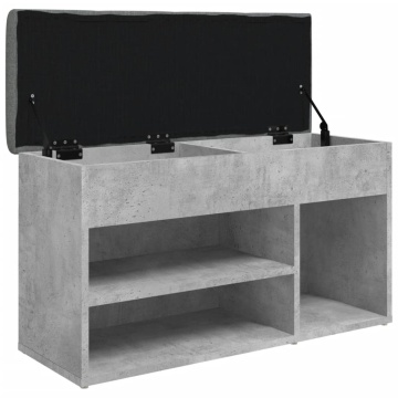 Bancă de pantofi, gri beton, 82x32x45,5 cm, lemn prelucrat - Img 8