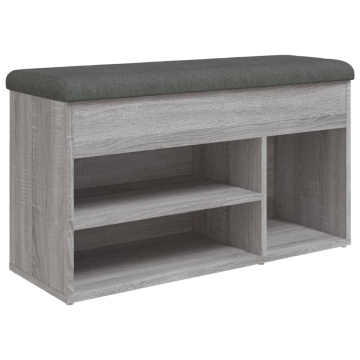 Bancă de pantofi, gri sonoma, 82x32x45,5 cm, lemn prelucrat - Img 2