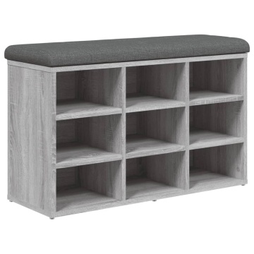 Bancă de pantofi, gri sonoma, 82x32x50 cm, lemn prelucrat - Img 2