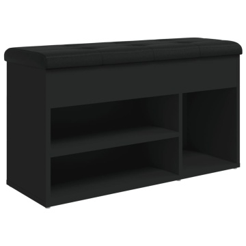 Bancă de pantofi, negru, 82x32x45,5 cm, lemn prelucrat - Img 2