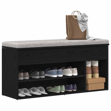 Bancă de pantofi Stejar negru 102x30,5x45 cm Lemn prelucrat - Img 3
