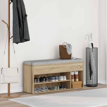 Bancă de pantofi Stejar Sonoma 102x30,5x45 cm Lemn prelucrat - Img 3