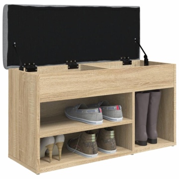 Bancă de pantofi stejar sonoma 82x32x45,5 cm lemn prelucrat - Img 4