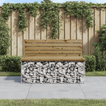 Bancă grădină, design gabion, 103x70x65 cm, lemn pin impregnat - Img 1