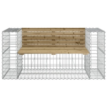 Bancă grădină, design gabion, 143x71x65,5cm, lemn pin impregnat - Img 3