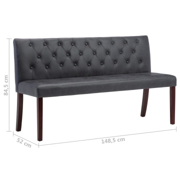 Bancă, gri, 148,5 cm, velur ecologic - Img 6