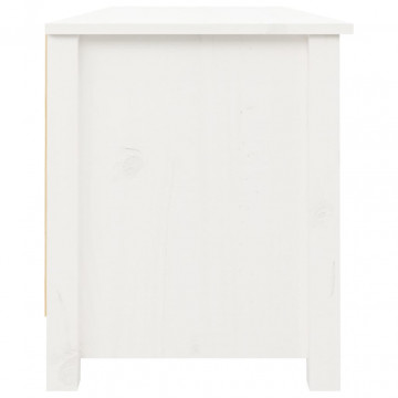 Bancă pentru pantofi, alb, 110x38x45,5 cm, lemn masiv de pin - Img 4