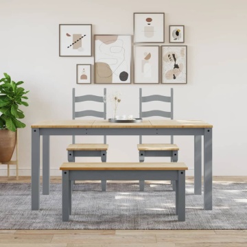 Banchetă de bucătărie Panama, gri, 105x30x45 cm, lemn masiv pin - Img 3