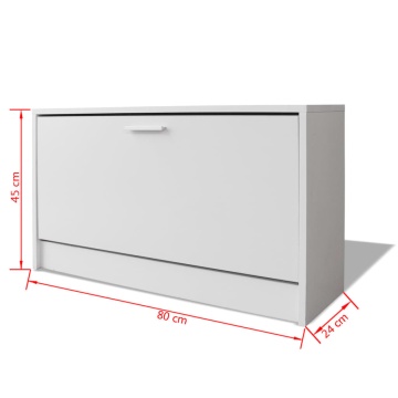 Banchetă de stocare pentru pantofi, 80x24x45 cm, alb - Img 5