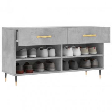Bancheta pantofar, gri beton, 102x35x55 cm, lemn prelucrat - Img 3