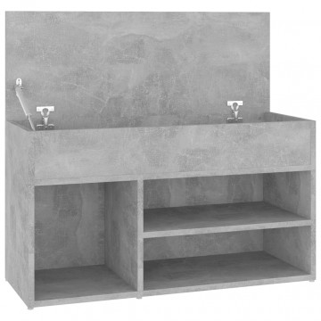 Banchetă pantofar, gri beton, 80x30x45 cm, PAL - Img 6