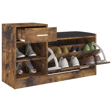 Banchetă pantofar, stejar afumat, 94,5x31x57 cm, lemn prelucrat - Img 7
