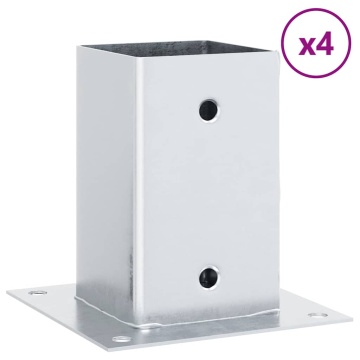 Baze stâlp pătrate 4 buc Argintiu 81x81 mm Oțel galvanizat - Img 2