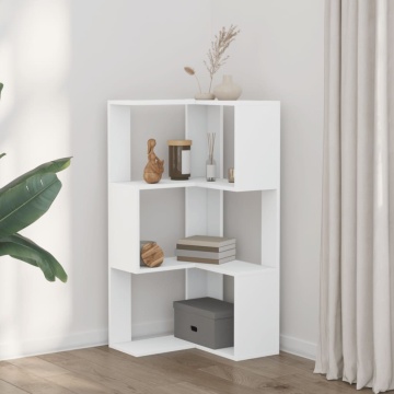 Bibliotecă 3 niveluri alb 50x50x102 cm lemn prelucrat - Img 3
