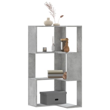 Bibliotecă 3 niveluri gri beton 50x50x102 cm lemn prelucrat - Img 1
