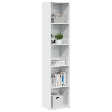 Bibliotecă, alb extralucios, 40x30x189 cm, lemn prelucrat - Img 1