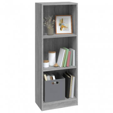 Bibliotecă cu 3 niveluri gri sonoma 40x24x109 cm lemn compozit - Img 4