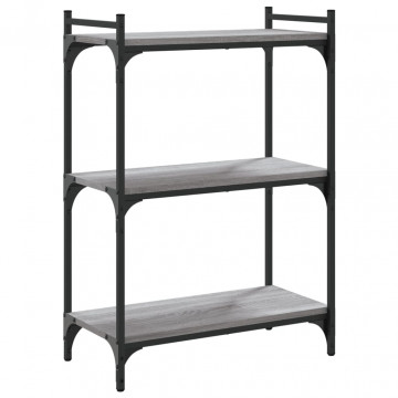 Bibliotecă cu 3 niveluri gri sonoma 60x30x86 cm lemn compozit - Img 5