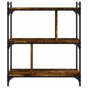 Bibliotecă cu 3 niveluri, stejar fumuriu, 76x32x88 cm, lemn - Img 4