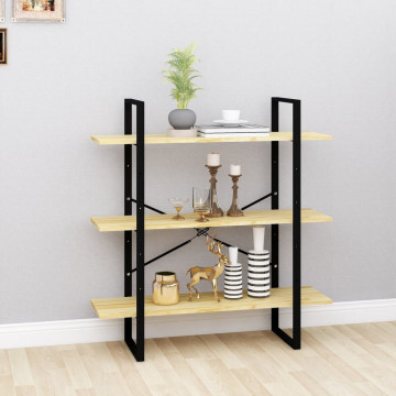 Bibliotecă cu 3 rafturi, 100x30x105 cm, lemn masiv de pin - Img 1