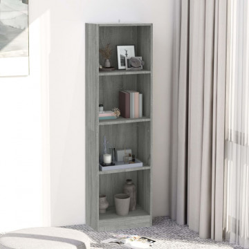 Bibliotecă cu 4 niveluri gri sonoma 40x24x143 cm lemn compozit - Img 1