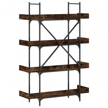 Bibliotecă cu 4 niveluri, stejar fumuriu, 100x33x145,5 cm, lemn - Img 5