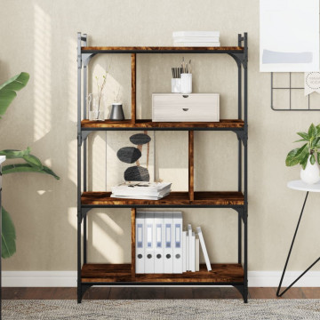 Bibliotecă cu 4 niveluri, stejar fumuriu, 76x32x123 cm, lemn - Img 1