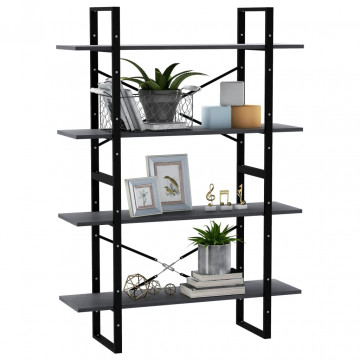 Bibliotecă cu 4 rafturi, gri, 100x30x140 cm, lemn masiv de pin - Img 4