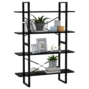 Bibliotecă cu 4 rafturi, negru, 100x30x140 cm, PAL - Img 4