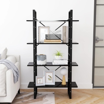 Bibliotecă cu 4 rafturi, negru, 80x30x140 cm, PAL - Img 3
