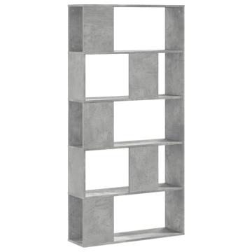 Bibliotecă cu 5 niveluri gri beton 80,5x23,5x162,5 cm lemn - Img 2