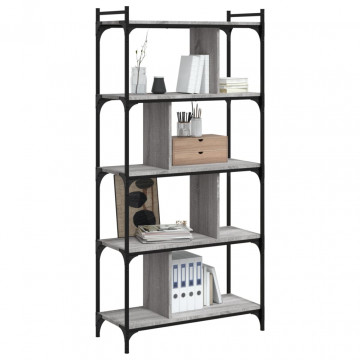 Bibliotecă cu 5 niveluri gri sonoma 76x32x158 cm lemn compozit - Img 3