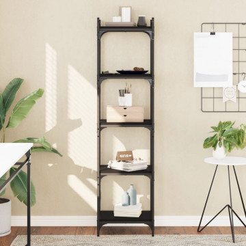 Bibliotecă cu 5 niveluri, negru, 40x30x154 cm, lemn prelucrat - Img 1