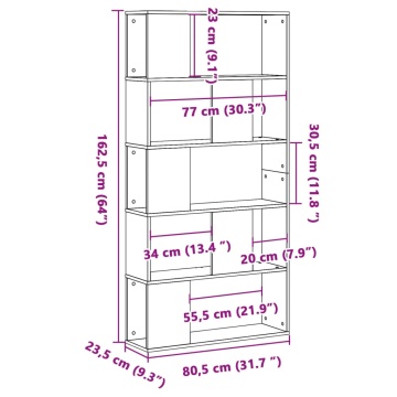Bibliotecă cu 5 niveluri negru 80,5x23,5x162,5cm lemn prelucrat - Img 7