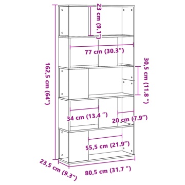 Bibliotecă cu 5 niveluri stejar sonoma 80,5x23,5x162,5 cm lemn - Img 7