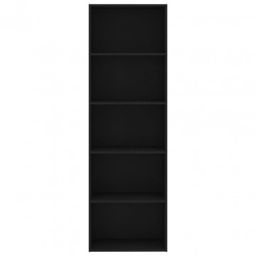 Bibliotecă cu 5 rafturi, negru, 60x30x189 cm, PAL - Img 4